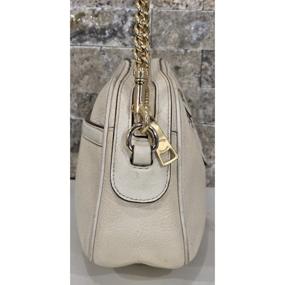 Coach Isla Small Leather Crossbody Bag Ivory Bow Chain Strap Coquette Preppy - Picture 6 of 15